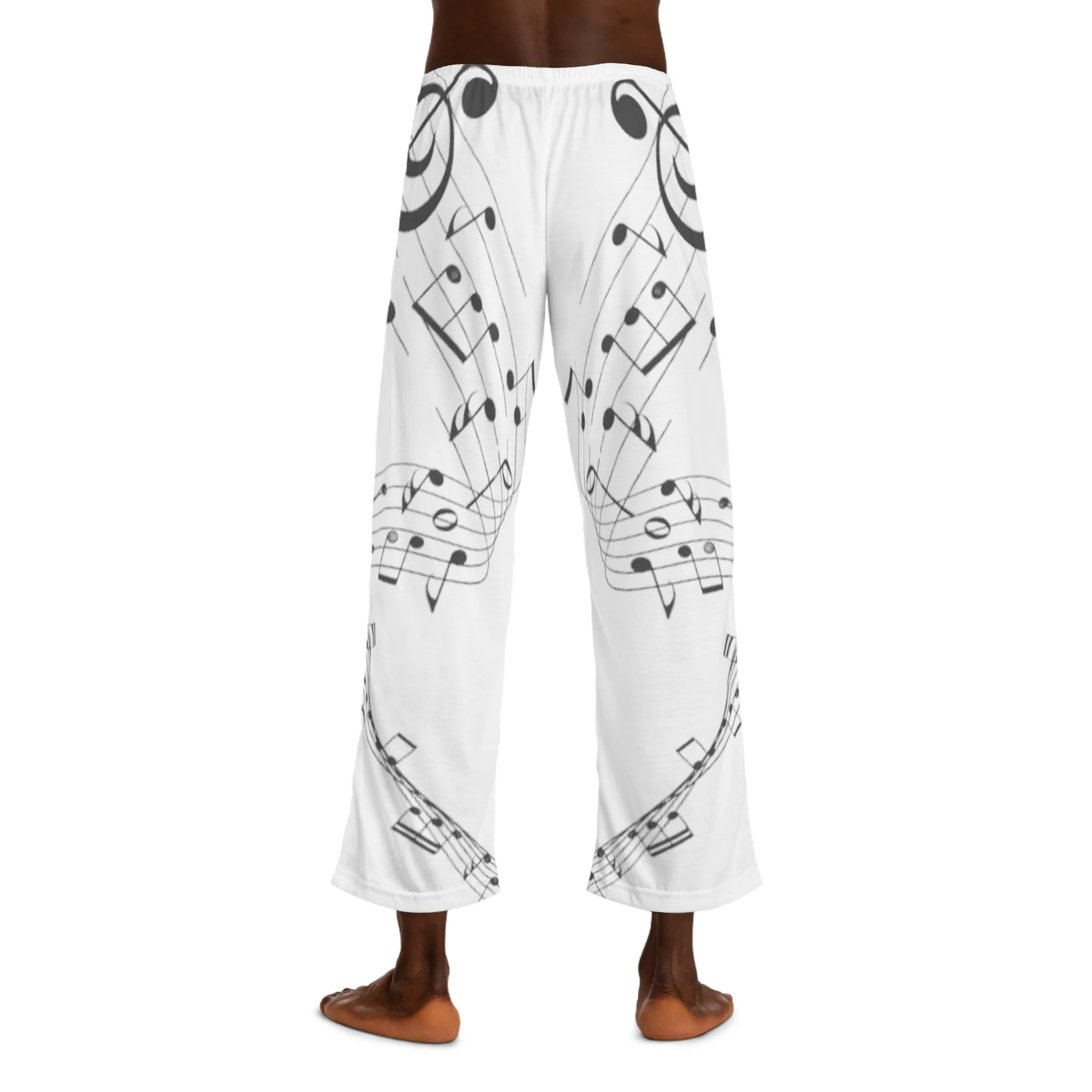 Melodic Dreams White Pajama Pants with Black Music Notes - Image 4