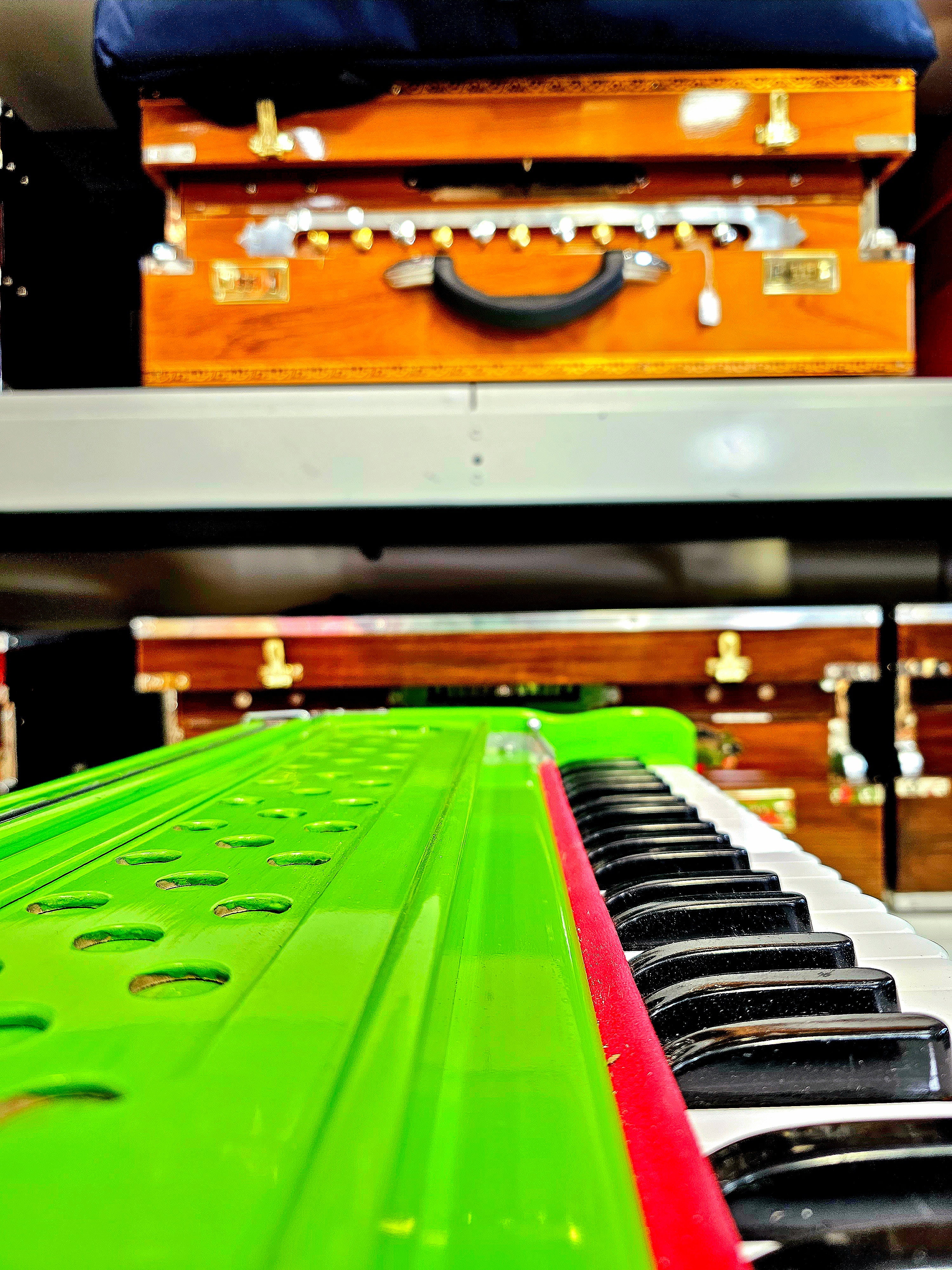 Serenade in Green: 2-Reed Pine Wood Traveller Akaal Harmonium - Image 5
